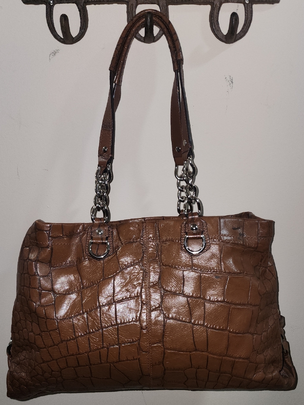 Coach Croc-Embossed Brown Leather Tote G1176-F17661 Purse - Picture 12 of 16